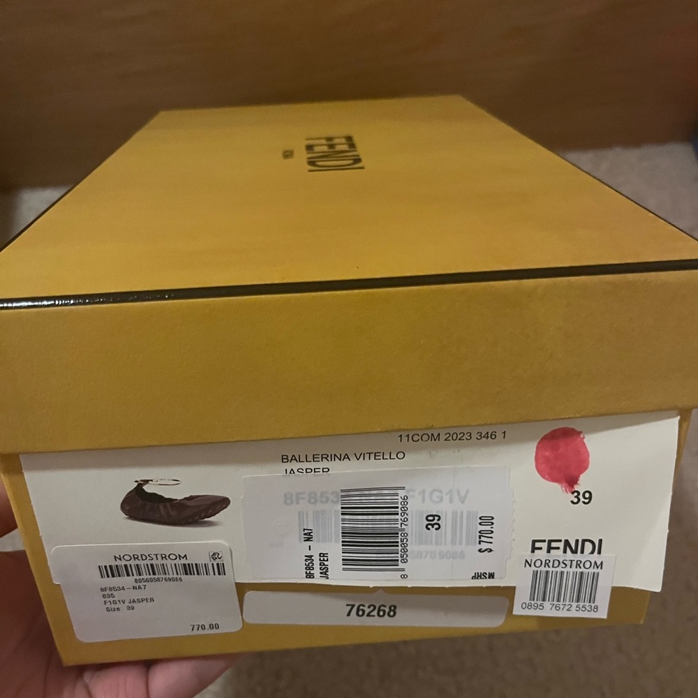 New Fendi Leather Ballerina Flat Shoes $770 Nordstrom size 39 - Picture 7 of 9